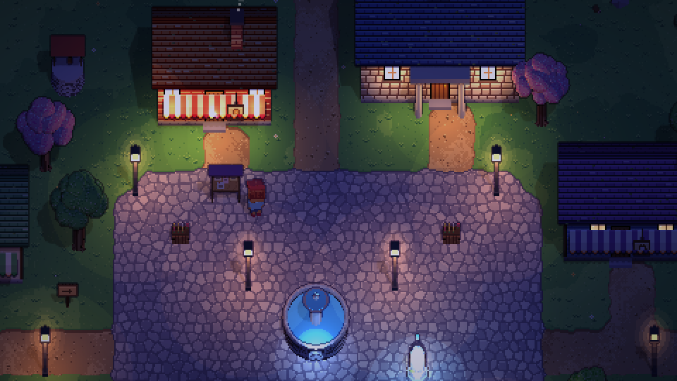 La place du village la nuit
